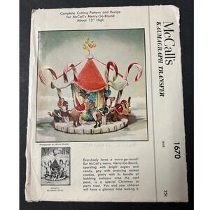 Vintage 1950s McCall's 1670 Merry-Go-Round Pattern Christmas Transfer RARE